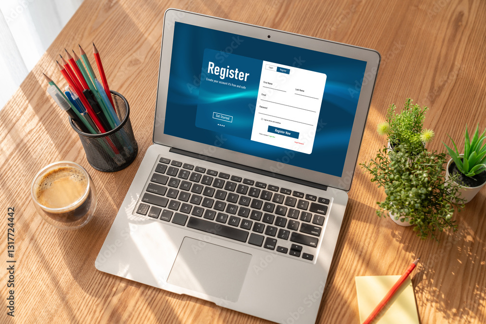 Fototapeta premium Online registration form for modish form filling on the internet website