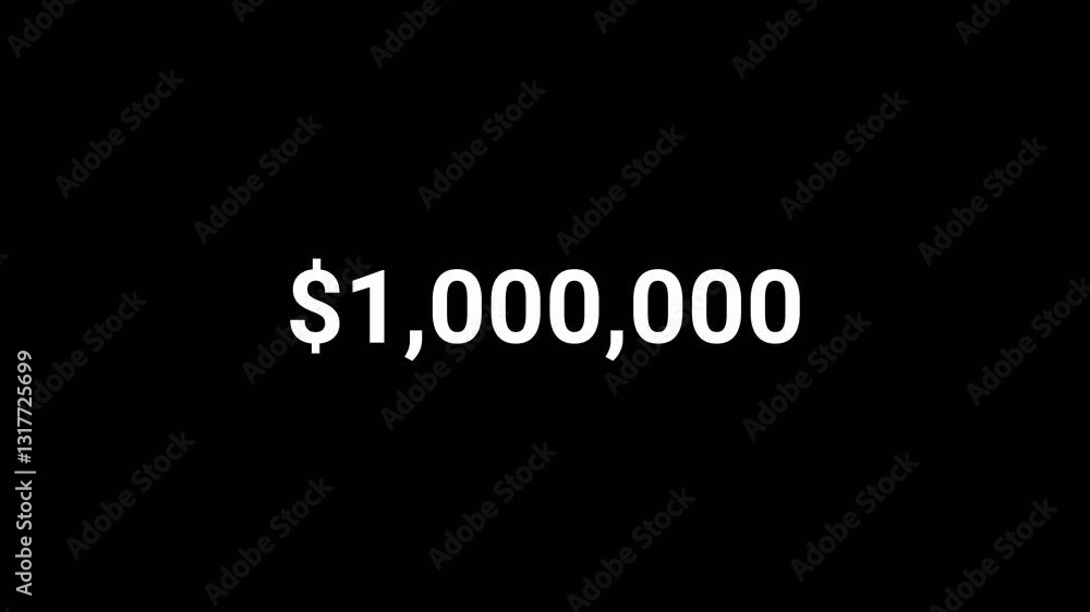 Number counter animation from 0 to $1000000 on a transparent background with alpha channel,
Counting number animation Number counter animation from 0 to $1000000 on a transparent background with alpha channel,
Counting number animation