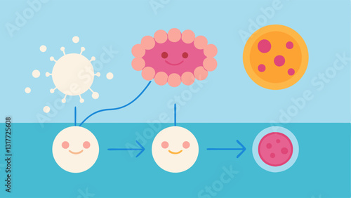 Skin Compatibility A graphic showing skin cells happily interacting with the nanoparticles to emphasize skin compatibility and friendly formulation.