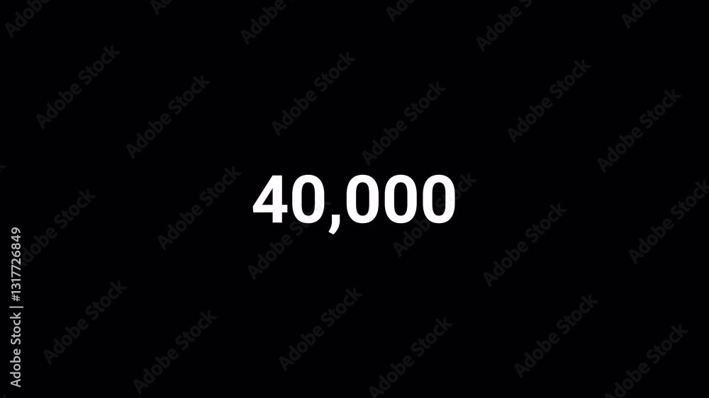 Number counter animation from 0 to 40000 on a transparent background with alpha channel , Counting number animation Number counter animation from 0 to 40000 on a transparent background with alpha channel , Counting number animation
