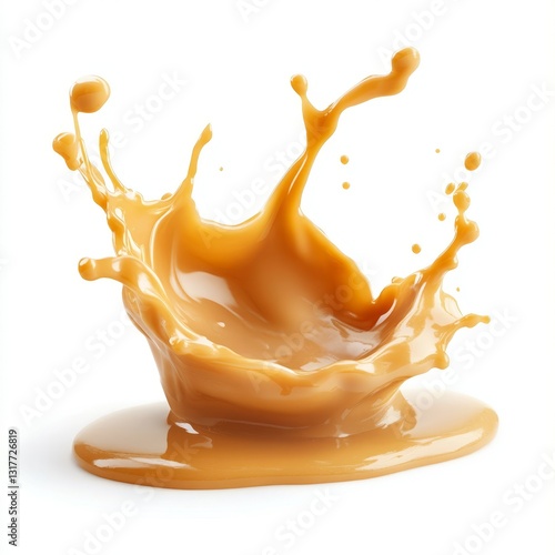 Caramel drink splash isolated on white background (2) photo