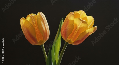 Two Pastel Yellow Tulips in Soft Light