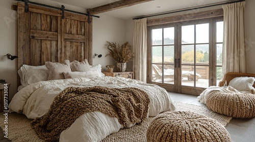 Rustic Bedroom with Mountain View