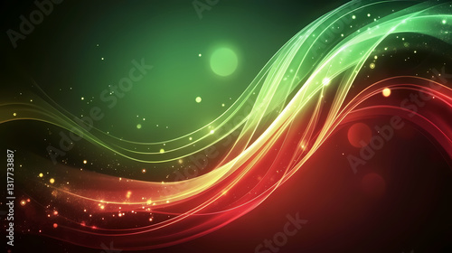 Green red phosphorescent waves abstract background with lines. Phosphorescent Waves. Illustration