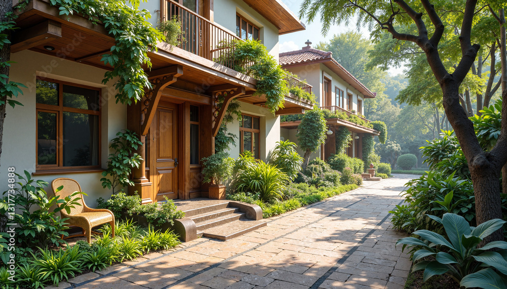 Charming houses with green gardens in a tranquil neighborhood Charming houses with green gardens in a tranquil neighborhood