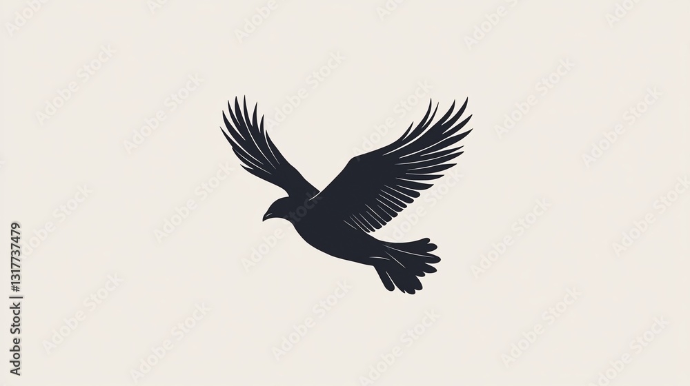 Naklejka premium Majestic Bird in Flight: A Silhouette of Freedom