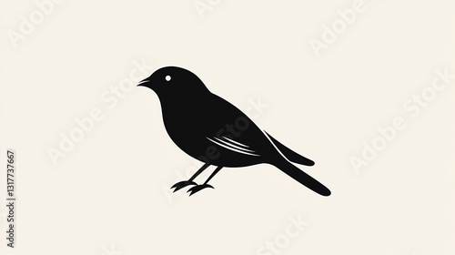 Elegant Silhouette of a Bird: A Minimalist Black and White Illustration