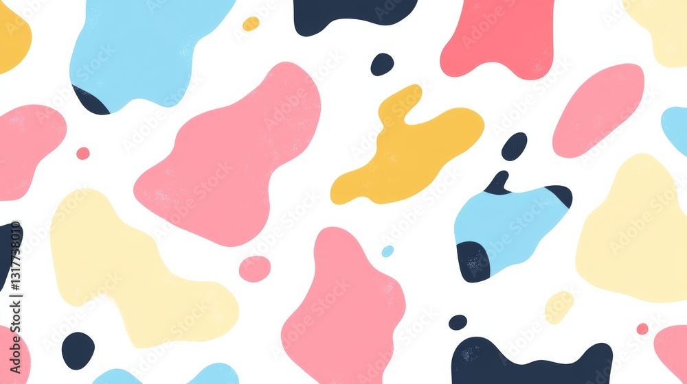 A pattern of simple shapes in pastel colors, resembling the texture and appearance of cow spots on a white background A pattern of simple shapes in pastel colors, resembling the texture and appearance of cow spots on a white background