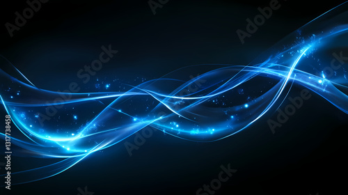 Blue dark phosphorescent waves like shapes, forms, lines background. Phosphorescent Waves. Illustration photo