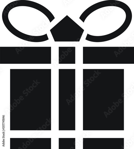 Simple Black and White Gift Box Icon