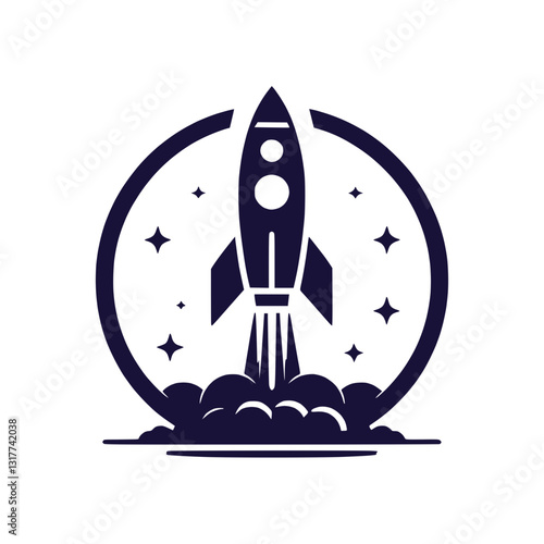 Rocket launch icon representing startups, rapid achievement, and innovation