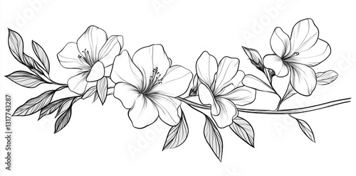 Elegant Hand-Drawn Floral Composition in Vector
