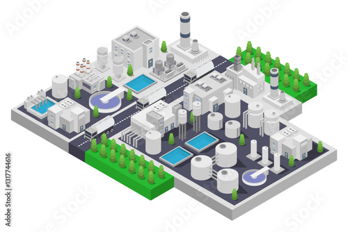 Water cleaning factory isometric