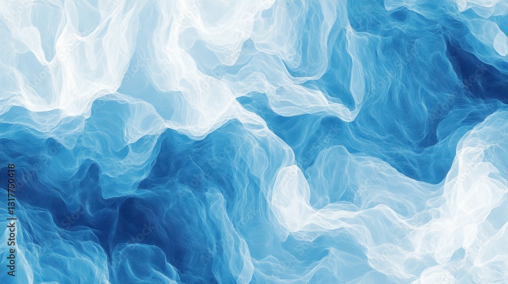 Blue abstract wave background with white background. ai generative.