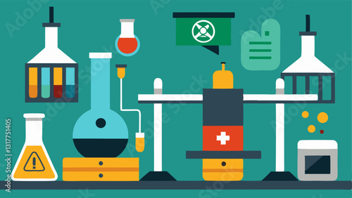 These descriptions can help visualize and create vector illustrations for a fictional illegal drug manufacturing lab setting.