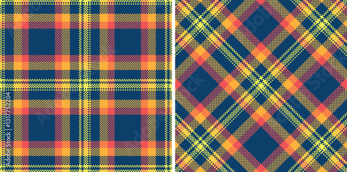 Soft Prussian Blue and Pale Lemon Seamless Madras Plaid Textile Design