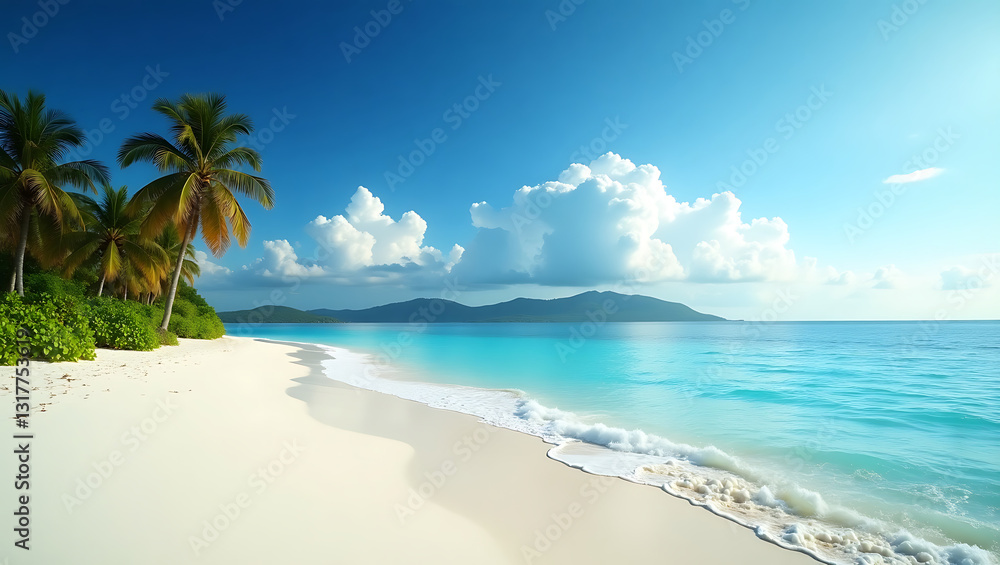 Fototapeta premium tropical beach with palm trees