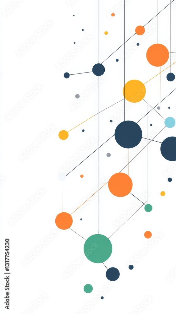 a digital network connection with orange, blue, green, and grey accents a digital network connection with orange, blue, green, and grey accents
