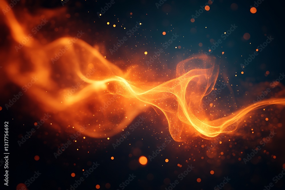 Fototapeta premium Abstract representation of orange glowing energy on dark background