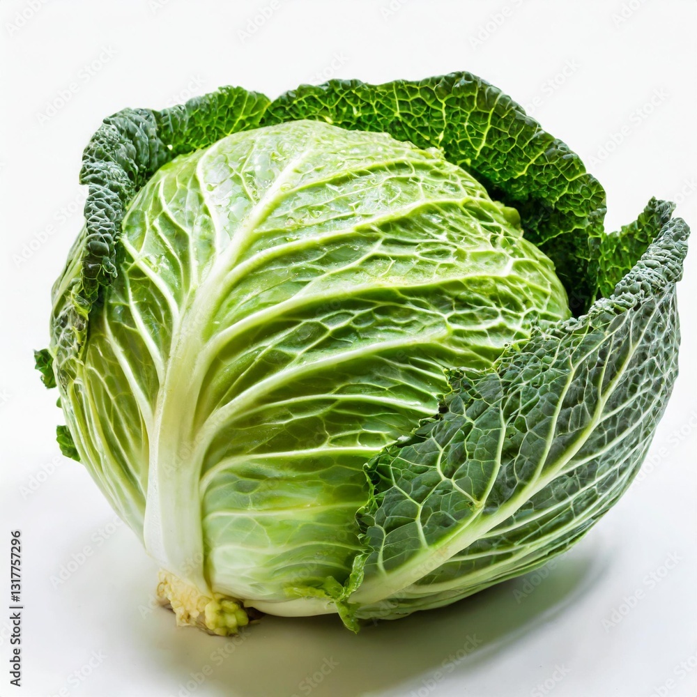 Fresh Ripe Cabbage Isolated on a White Background Fresh Ripe Cabbage Isolated on a White Background