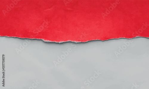Torn grunge paper with ripped edge background. Red ripped paper torn isolated on white background. Old torn vintage collage posters crumpled paper surface texture space for text. illustration.