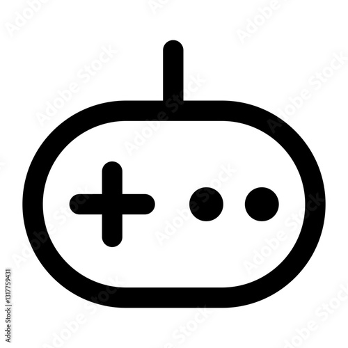 A Classic Game Controller Icon Representing Nostalgic Gaming Memories And Endless Adventures With Bold Black Lines On A White Background