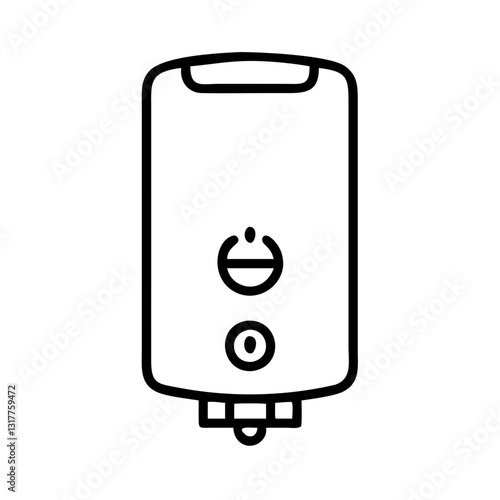 Water heater icon with simple lines, home appliance concept