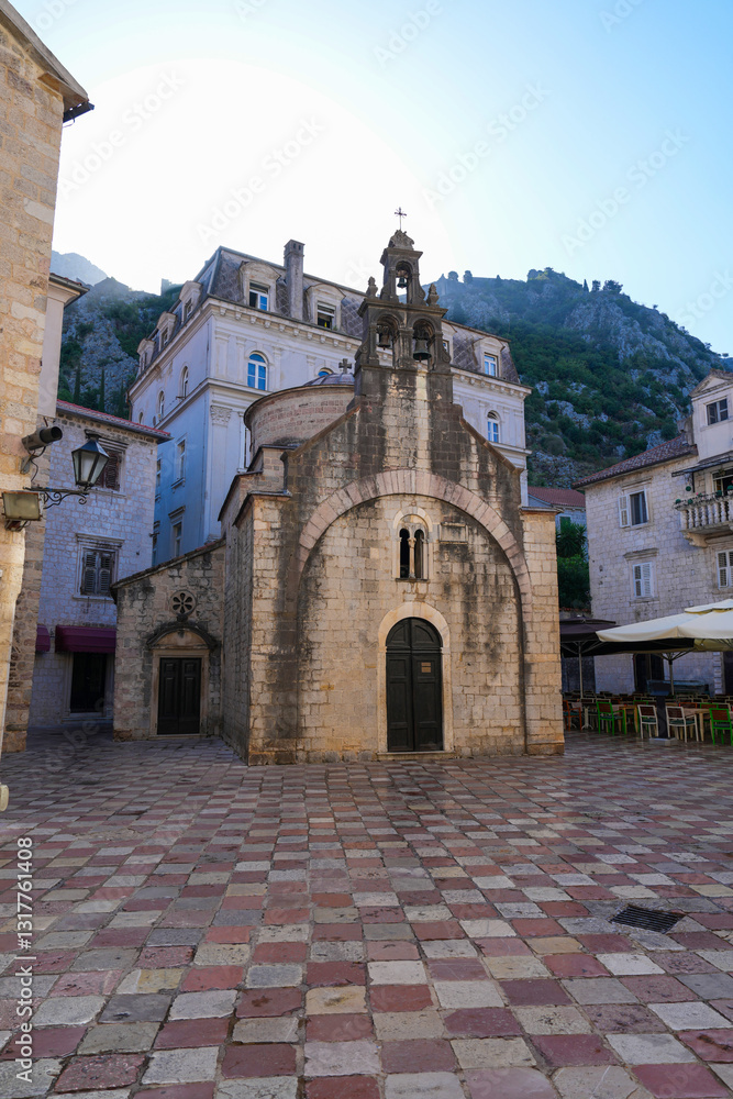 Fototapeta premium Historic church in the middle of old town Kotor