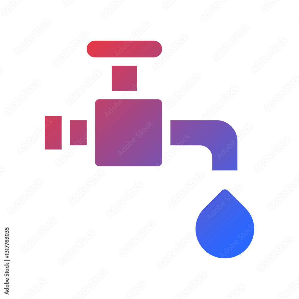 Minimalist Water Tap Icon with Gradient Effect Minimalist Water Tap Icon with Gradient Effect