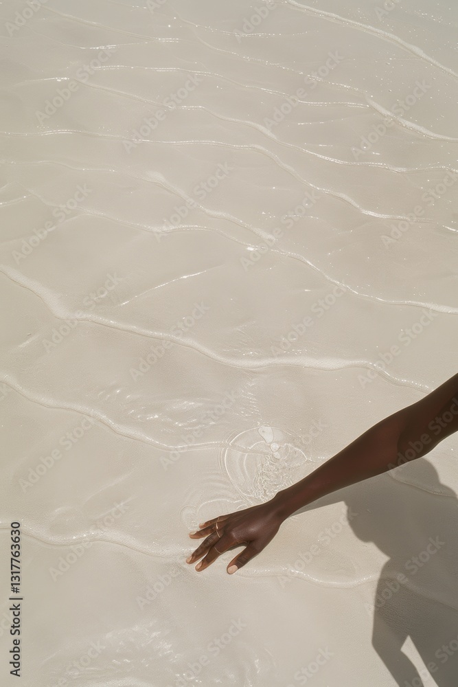 Close-Up of Woman's Arm on Textured Sand - Aesthetic Content for Instagram, Pinterest, Social Media Marketing
