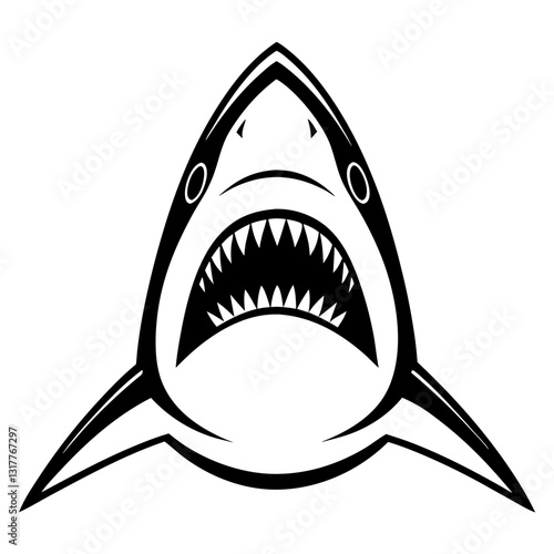 a close-up view of a fierce shark with an open mouth, showcasing its sharp teeth and intense expression
