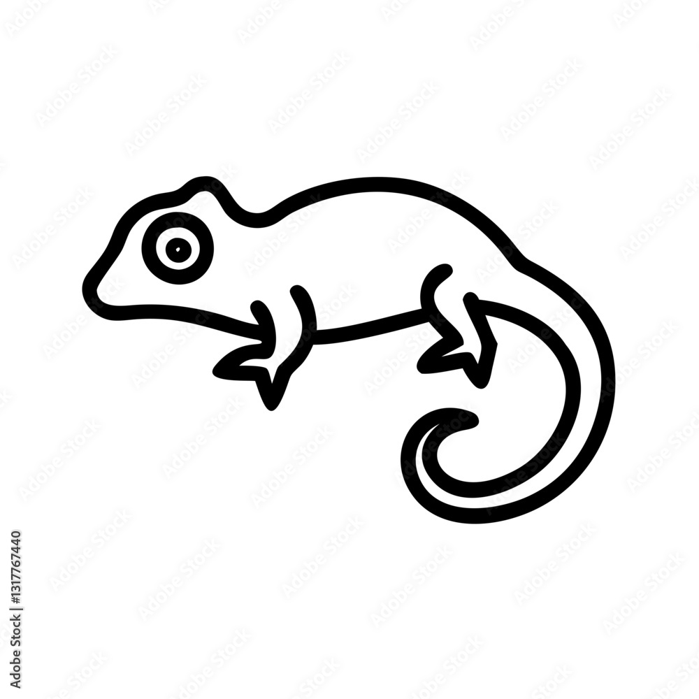 a simple outline of a chameleon. The drawing is clean and minimalist, perfect for various design applications, vector icon illustration a simple outline of a chameleon. The drawing is clean and minimalist, perfect for various design applications, vector icon illustration