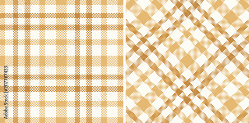 Pale Very Light Pink Seamless Madras Plaid with Pale Tan accents Textile Design