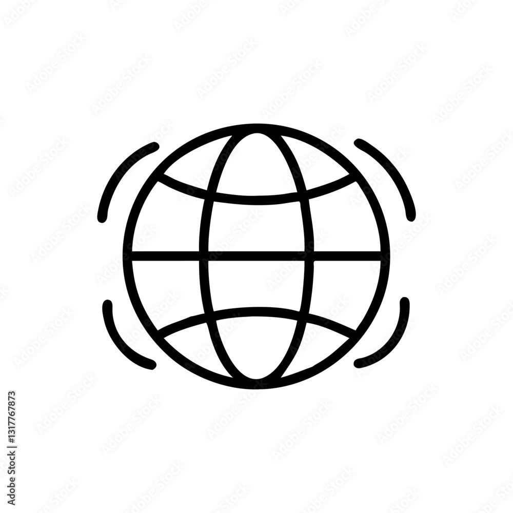 minimalist black and white globe icon, symbolizing global connectivity and international relations, vector icon illustration minimalist black and white globe icon, symbolizing global connectivity and international relations, vector icon illustration
