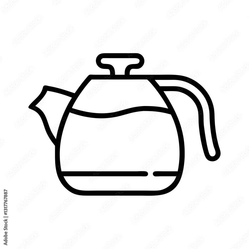 Obraz premium a black and white line drawing of a kettle, perfect for tea or coffee, vector icon illustration