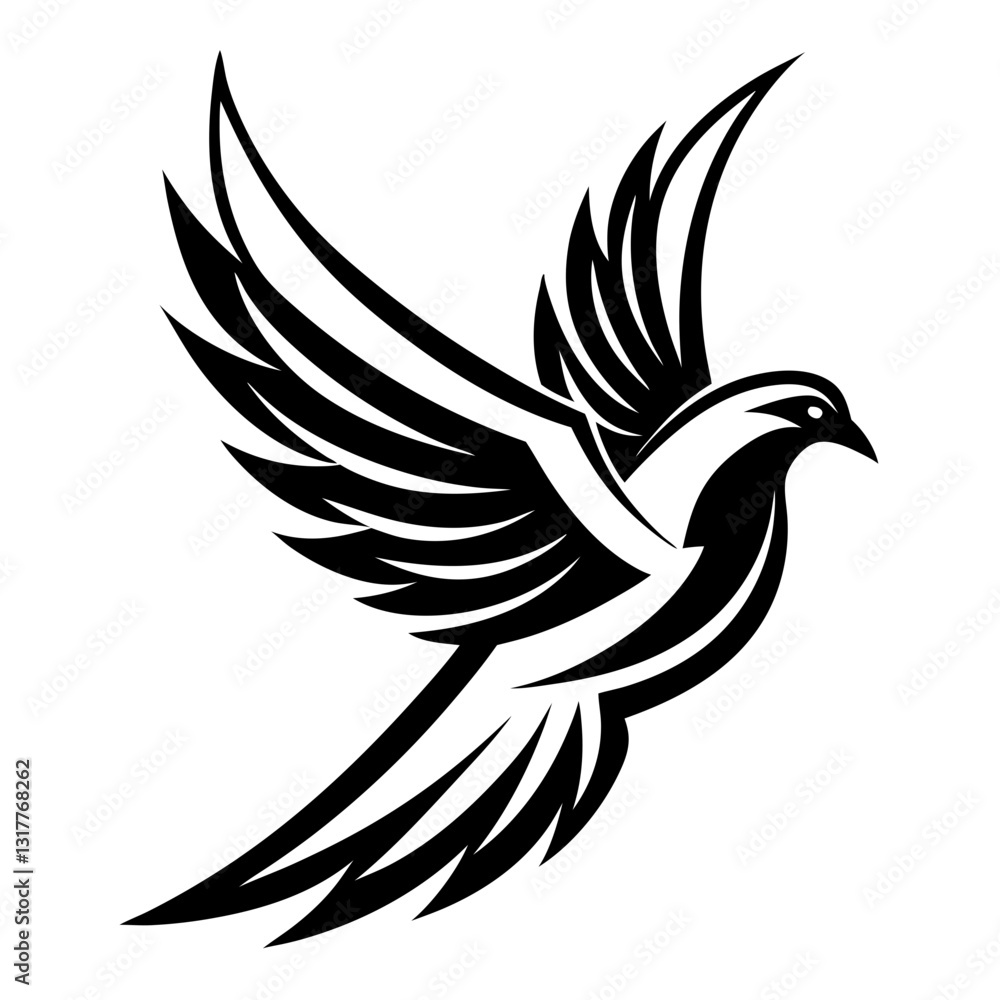 Obraz premium a stunning artistic vector illustration of a dove in flight, exuding a sense of grace, peace, and freedom