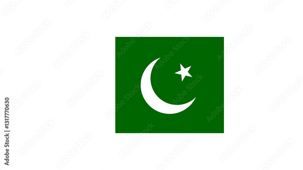 Pakistan national flag isolated on white background. Islamic Republic of Pakistan, is a country in South Asia.