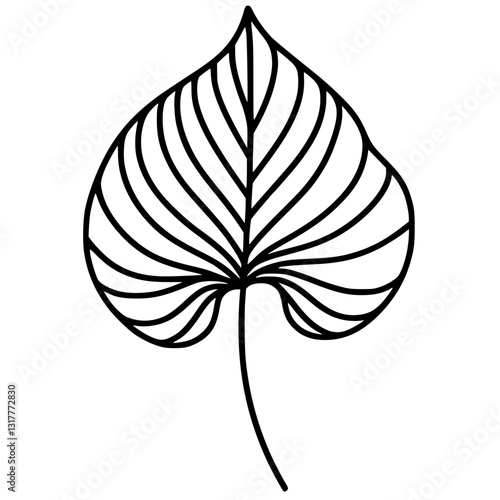 One line taro leaf silhouette