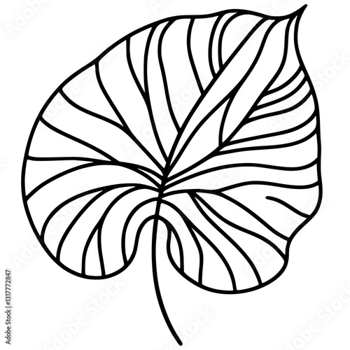 One line taro leaf silhouette