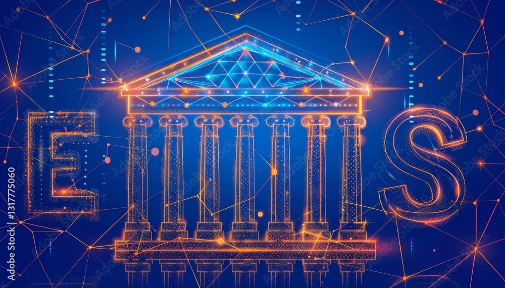 Obraz premium Futuristic digital banking interface featuring glowing financial elements and innovative design