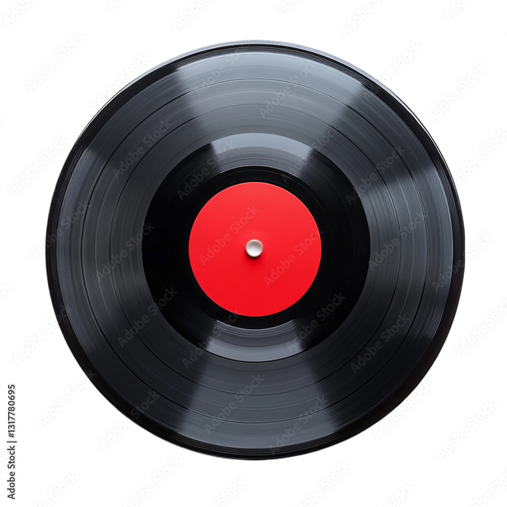 Vinyl Record Red Label Retro Music Analog Sound Black Disc Vinyl Record Red Label Retro Music Analog Sound Black Disc