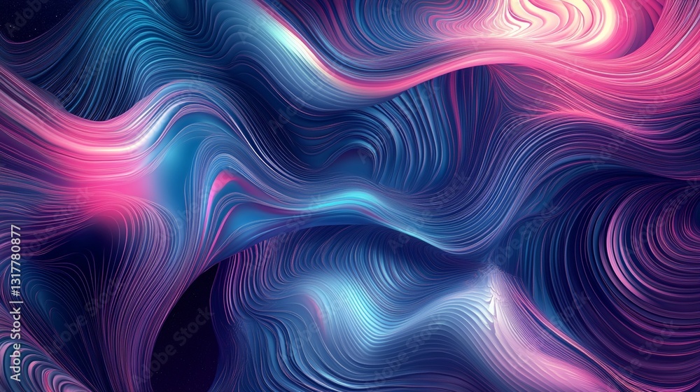 Obraz premium Explore the Infinite: Stunning Deep Cosmic Gradient Background with Swirling Galaxy Patterns and Smooth Transitions in Navy, Magenta, and Cyan – Perfect for Cinematic Presentations