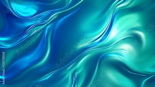 Wallpaper Mural Dynamic Electric Blue and Emerald Green Fluid Gradient Background with Bold Waves and Metallic Shimmer - Perfect for Modern Sports, Tech, and Branding Applications in a High-Energy Style Torontodigital.ca