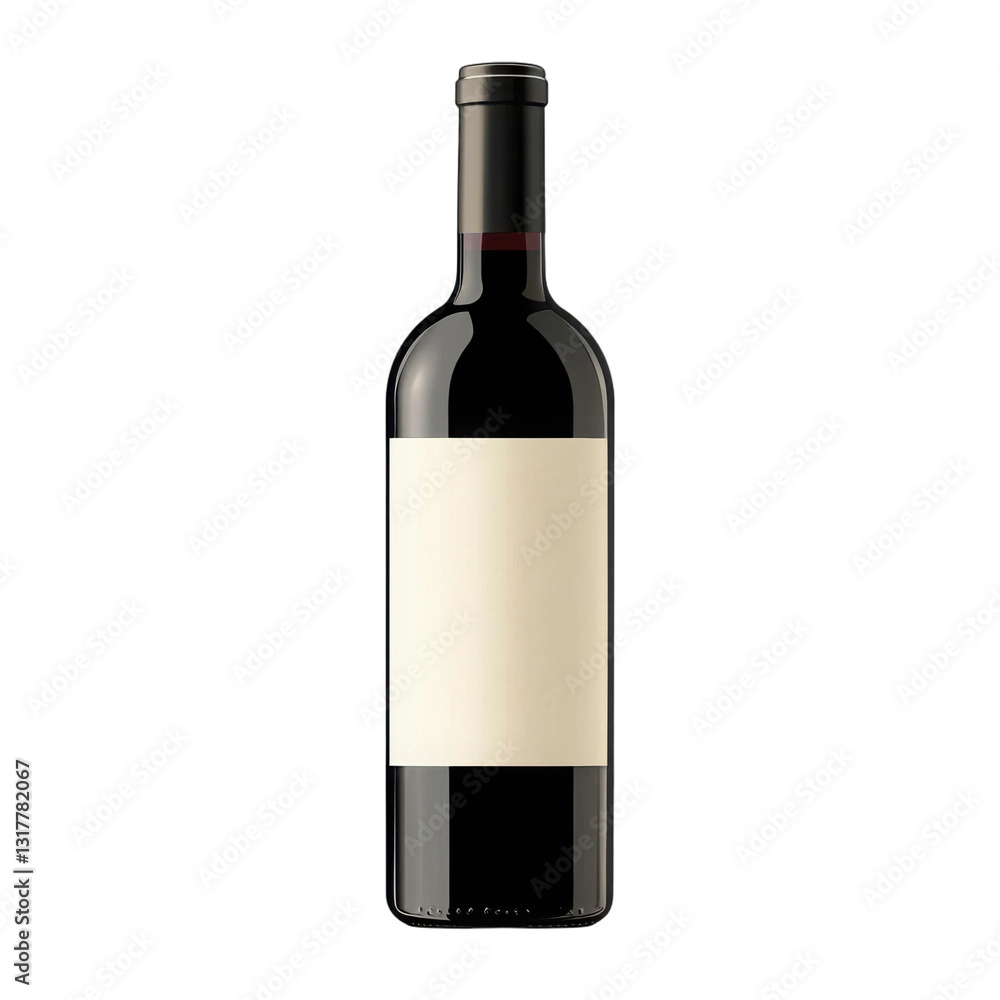 Elegant red wine bottle mockup with blank label isolated transparent background Elegant red wine bottle mockup with blank label isolated transparent background