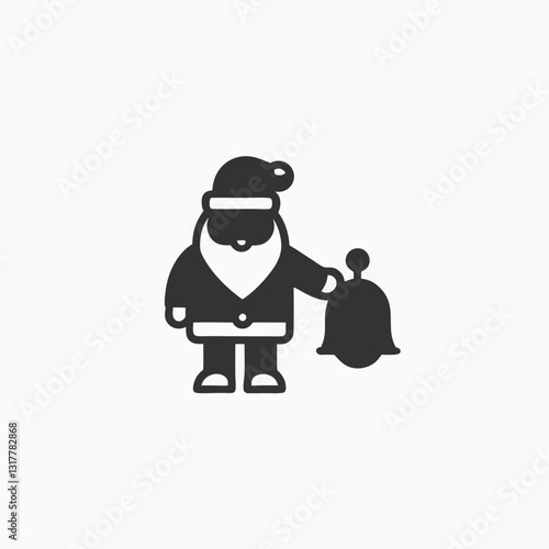The santa is holding and ringing the bell of Isolated on white. vector illustration