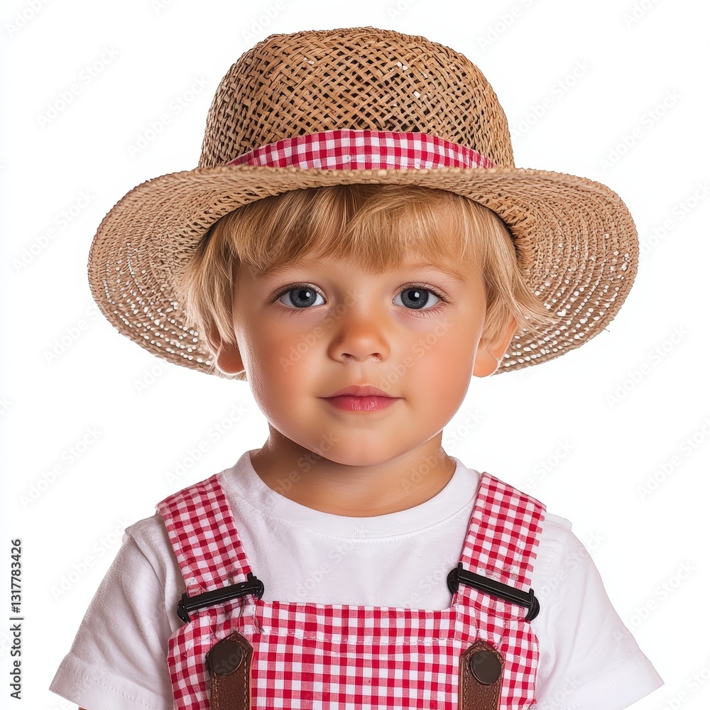 a little boy in a straw hat , Generative art. a little boy in a straw hat , Generative art.