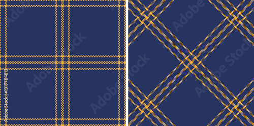 Warm Butterscotch Seamless Madras Plaid with Pastel Marine accents Textile Design
