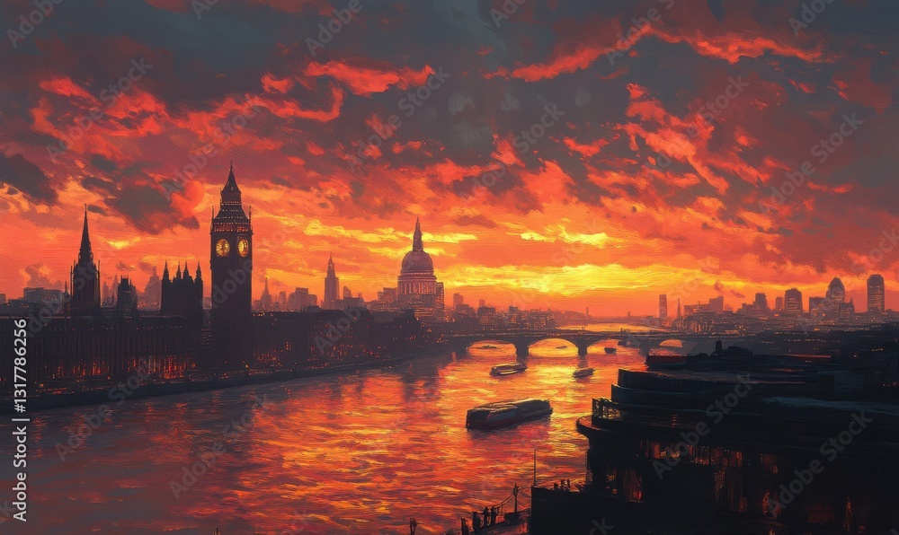 Fototapeta premium London Skyline at Sunset