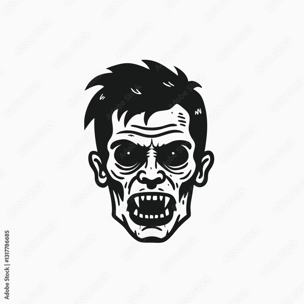 Cartoon zombie head. Green zombie's head. Isolated on white background. Cartoon zombie head. Green zombie's head. Isolated on white background.