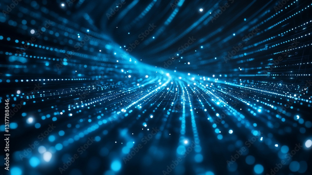 Abstract Digital Data Stream Visualization Futuristic Technology Network Blue Glowing Particles Abstract Digital Data Stream Visualization Futuristic Technology Network Blue Glowing Particles
